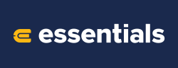 archwell essentials logo in white on a blue background